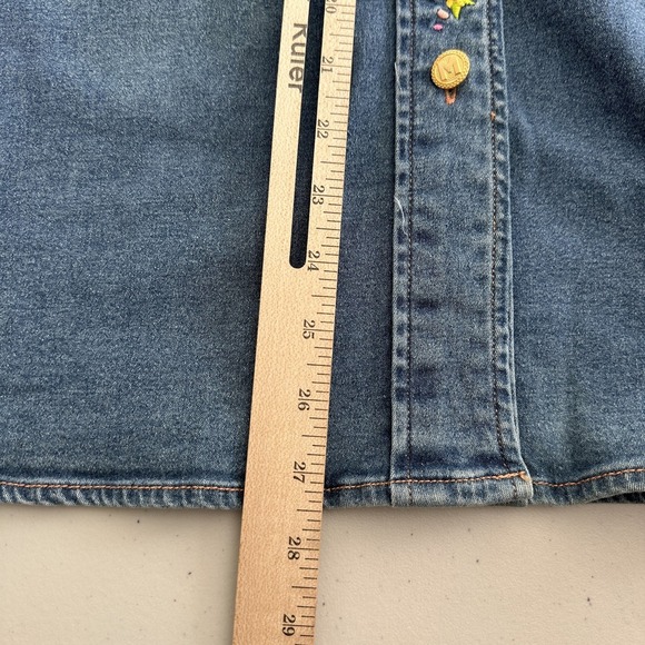 Bob Mackie Shirt Womens 1X Denim Embroidered Maypole Spring Button Floral Art To - Picture 10 of 11